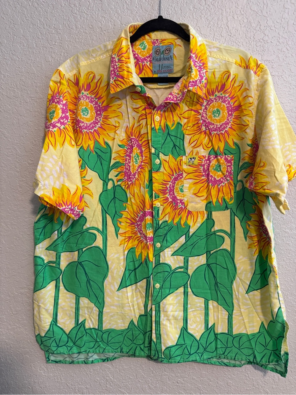 Big Dogs California Sunflower Short-Sleeve Button-Up Shirt - Yellow